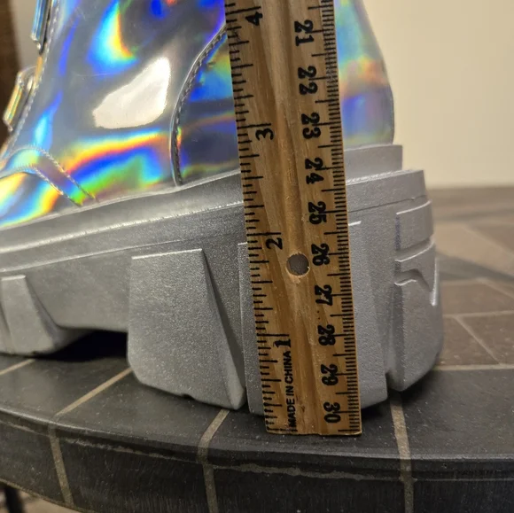 NIB Club Exx Dolls Kill Holographic Ice Breaker Platform Boots - Picture 11 of 12